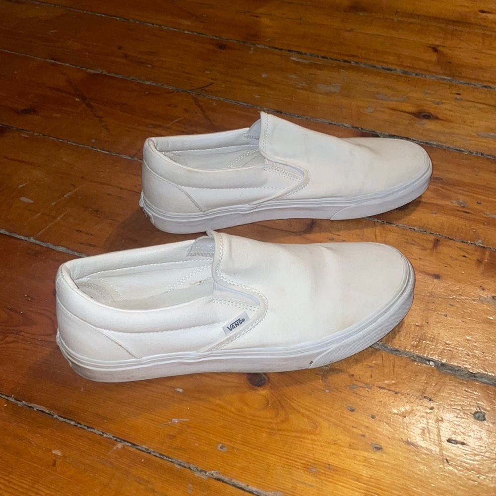 Vans White Slip-Ons